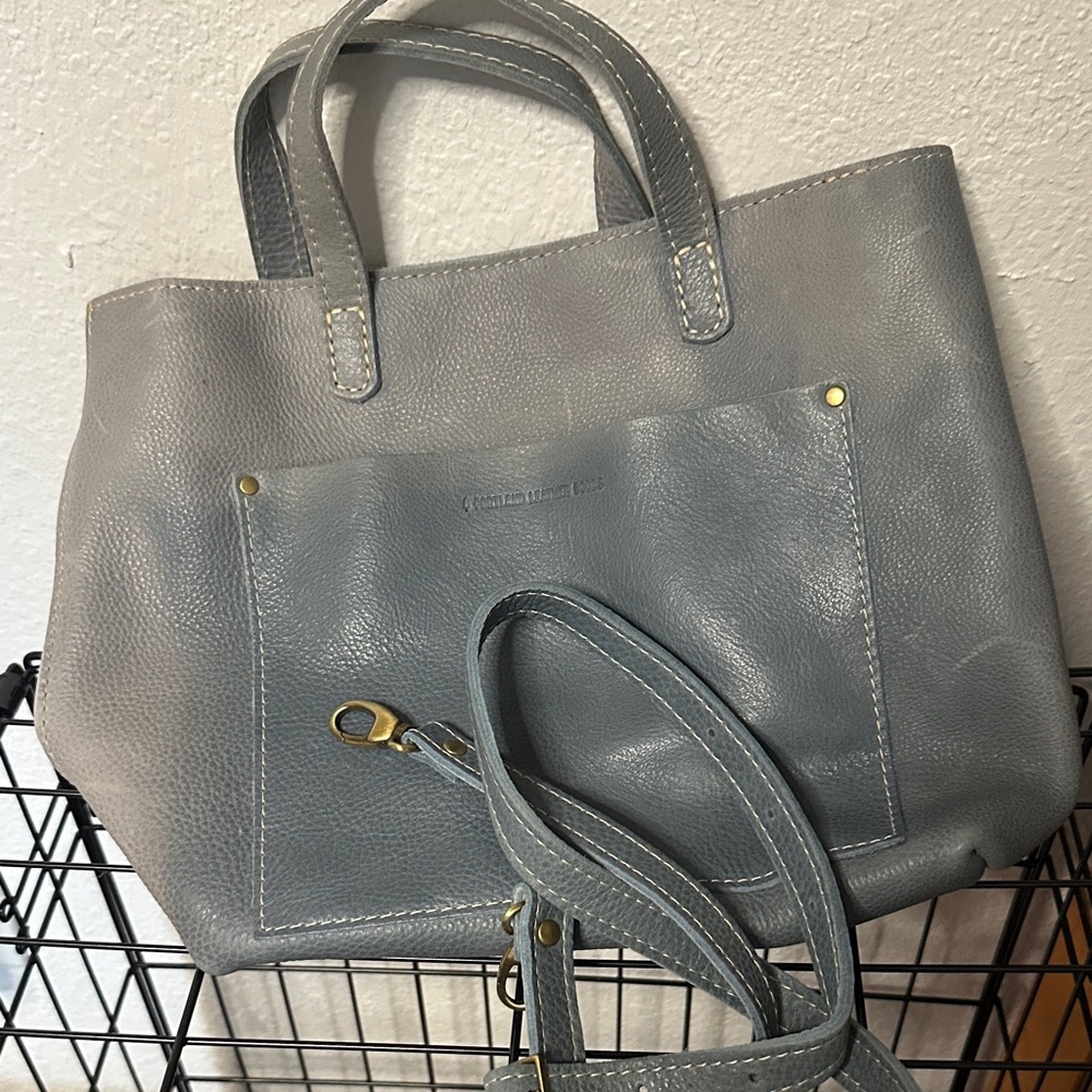 Chic Gray Leather Tote Bag